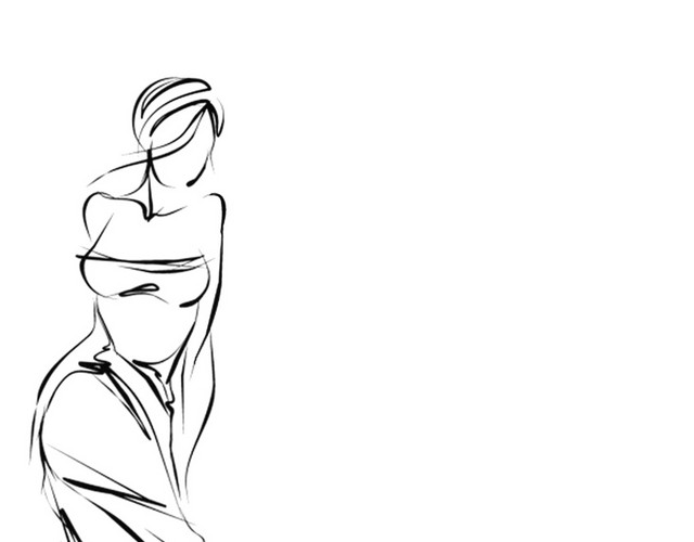 素描婚服女人简笔画