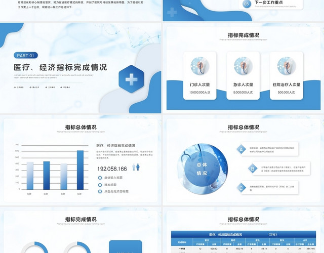 大气商务医疗医学医药年中总结年中汇报工作总结计划PPT模板