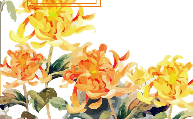 重阳节菊花仙鹤画框
