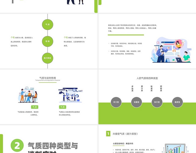 绿色简约商务谈判心理企业培训PPT