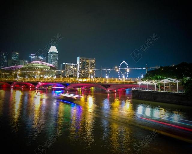 彩色夜景繁华黑夜霓虹闪烁的都市城市夜景背景图片