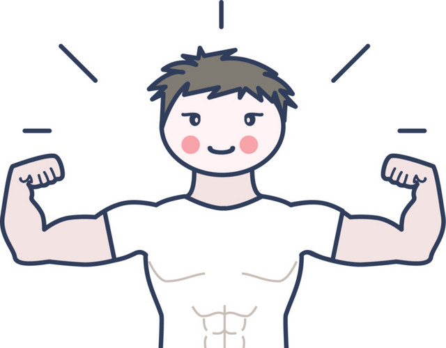 微笑卡通强壮男人