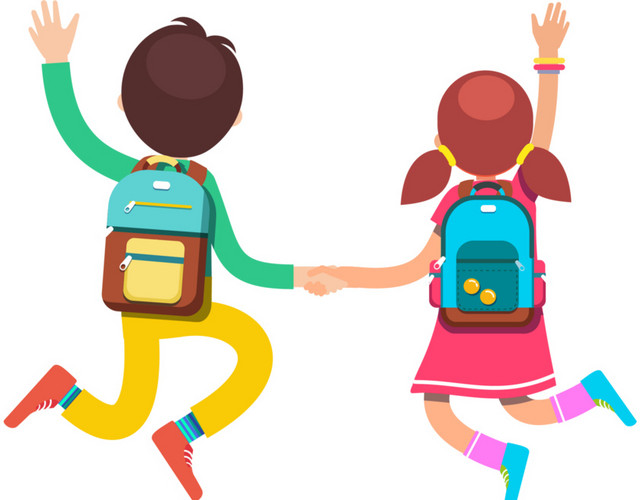 开学季跳跃的学生
