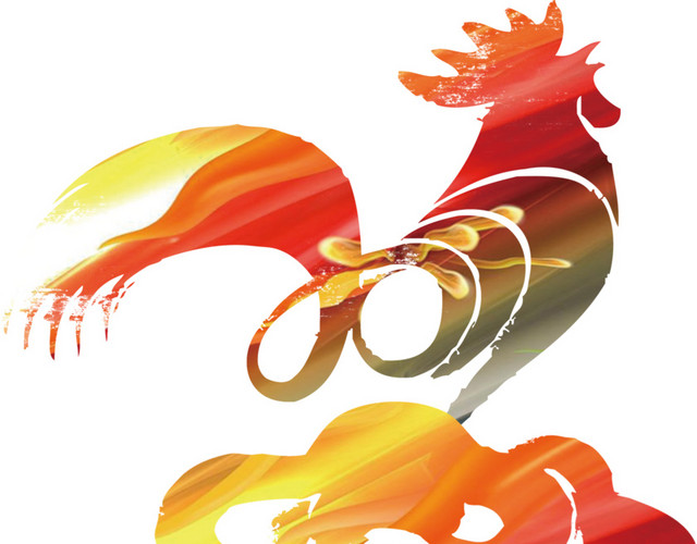 七彩金鸡剪纸
