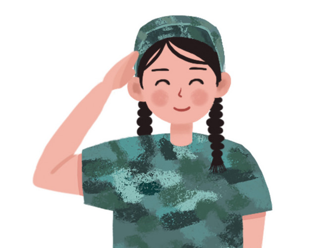卡通人物新生军训