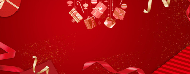 新年礼盒丝带文艺红色BANNER