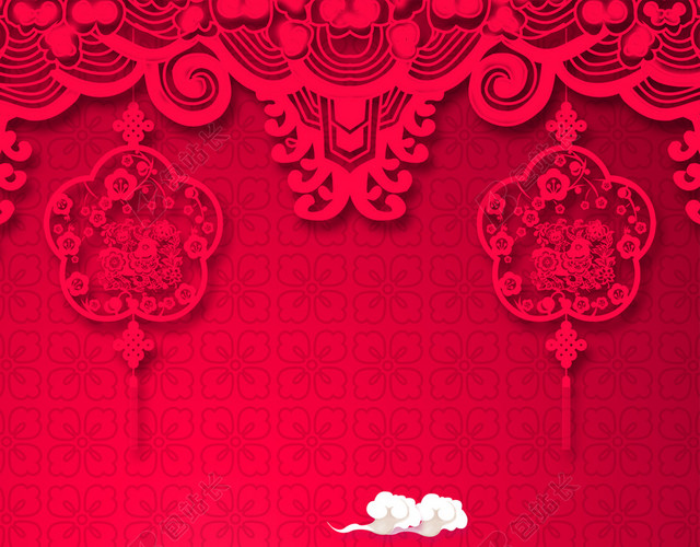 喜庆大红新年展板背景