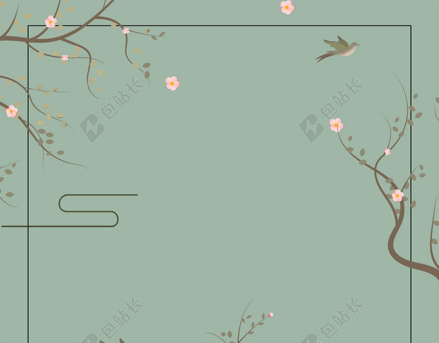 新年团圆腊梅简约绿色BANNER