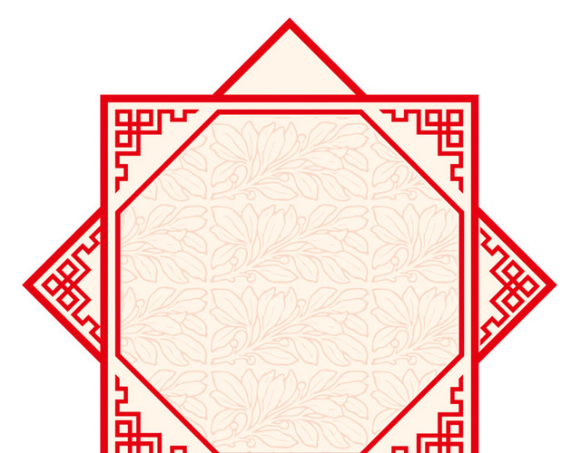 红色花纹边框素材