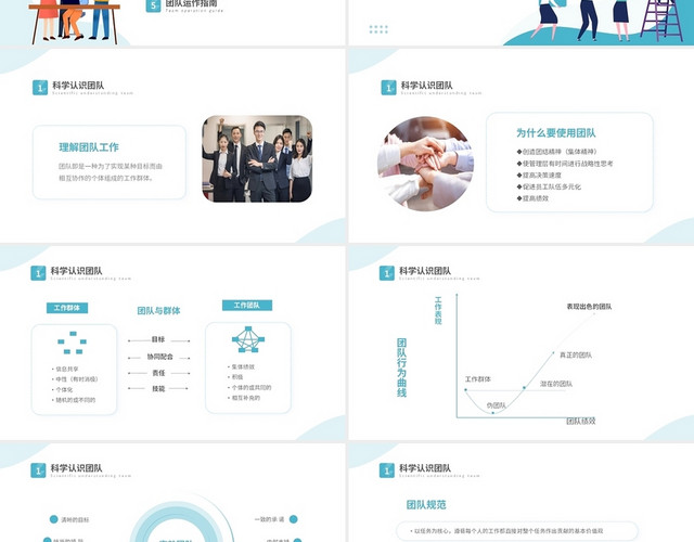 蓝色简约商务插画风企业培训之团队建设及管理课件PPT
