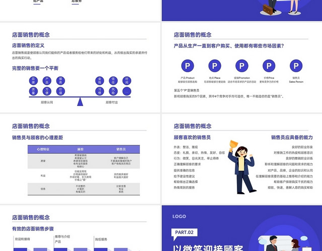 蓝色插画门店面销售技巧培训PPT课件企业培训门店面销售技巧培训