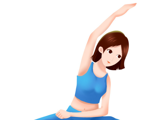 手绘人物插图健身健康运动做瑜伽