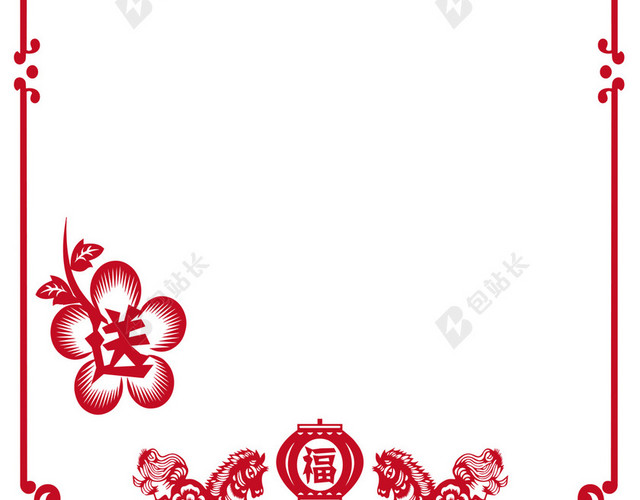 新年红色边框PSD分层H5背景