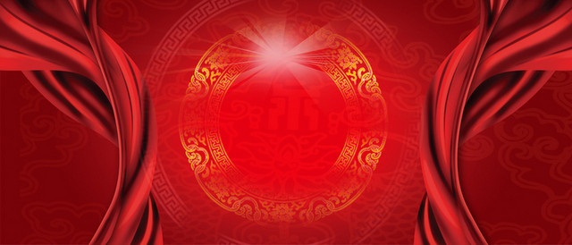 大气中国风红色丝绸背景BANNER