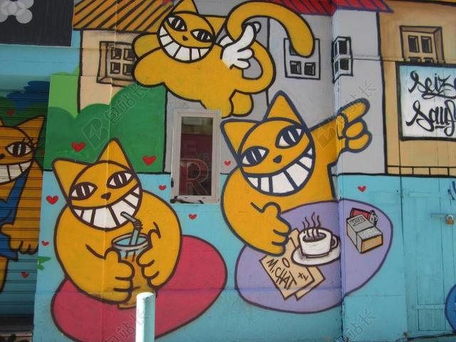 涂鸦 猫 动物 小猫 宠物 隔离墙 都能平等地对待艺术 壁画