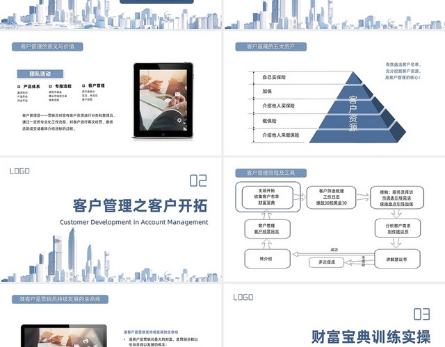 蓝色商务简约保险客户管理的意义与价值客户开拓PPT模板