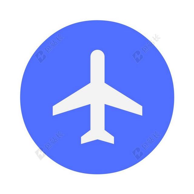 蓝色飞机图标白色圆圈指导编辑用于演示背景图片