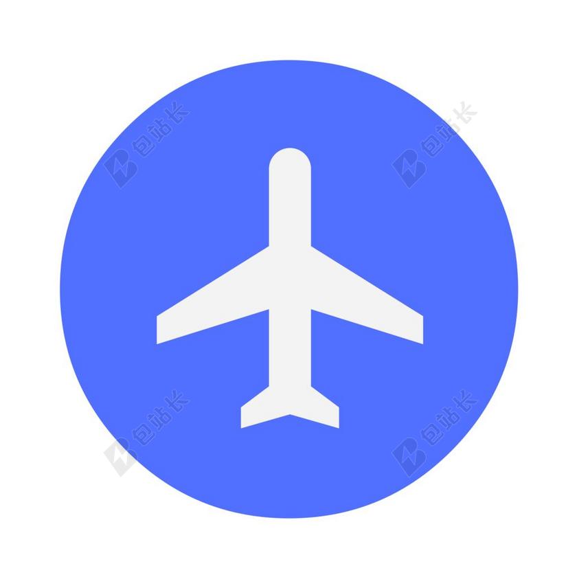 蓝色飞机图标白色圆圈指导编辑用于演示背景图片