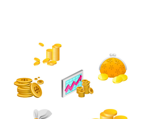 金币扁平化图标PSD素材
