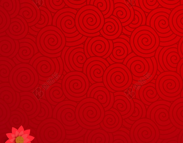 红色中国风祥云新年快乐H5背景