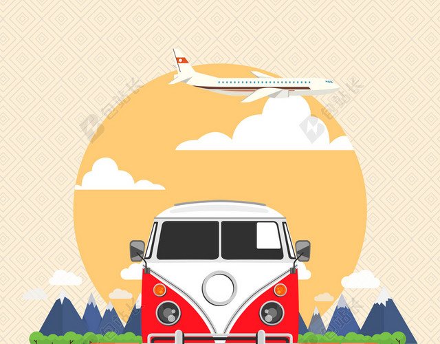 卡通米黄色旅游背景