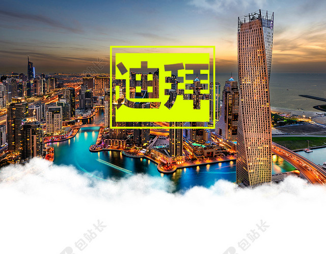 迪拜阿布扎比中东旅游海报背景素材