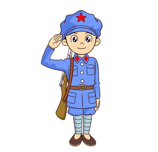 卡通青春活力的敬礼军人