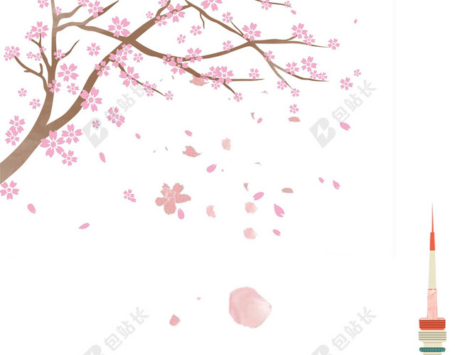 手绘樱花节海报背景模板