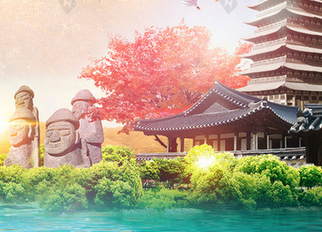 韩国首尔旅游海报背景