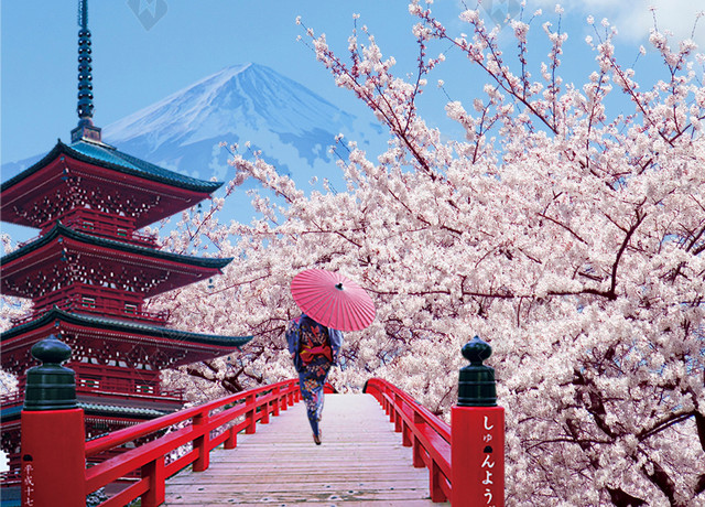 日本自由行旅游海报背景模板