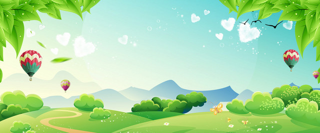秋季旅游卡通扁平户外绿色BANNER