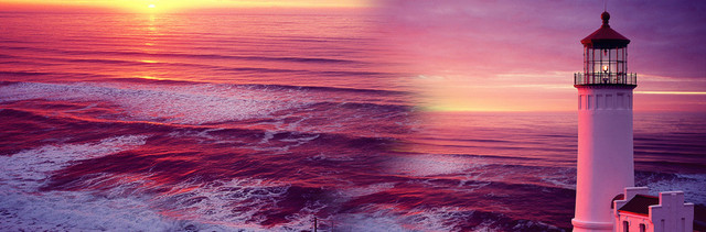 旅游海景灯塔唯美背景BANNER
