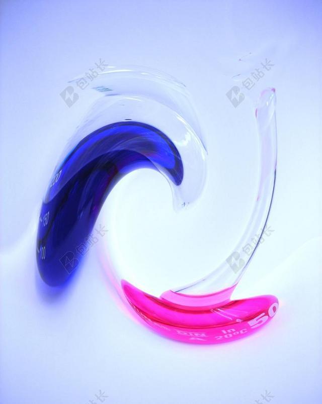 彩色科学美丽蓝色粉色液体交互流动实验科研背景图片