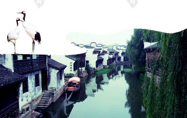 江南旅游海报背景素材