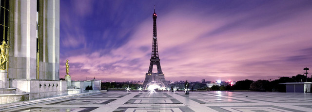国外旅游夜景埃菲尔铁塔背景BANNER