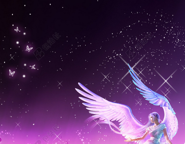 紫色梦幻星空精灵H5背景