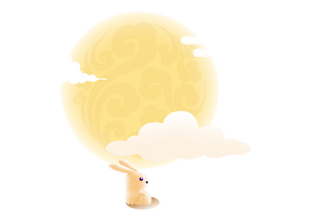 黄色圆弧中秋节圆月元素