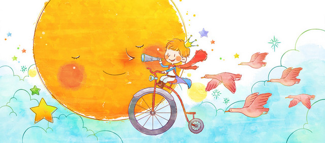 卡通手绘小男孩背景BANNER