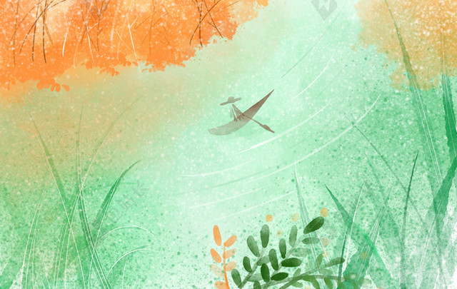 春分手绘插画海报背景模板
