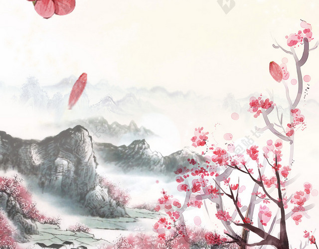 春天桃花风景PS源文件H5背景素材