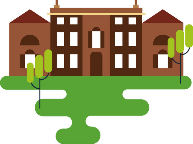 手绘学校建筑素材