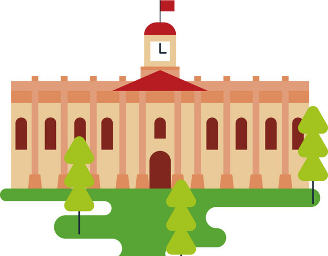 手绘学校建筑素材