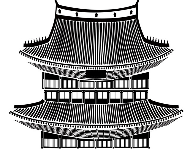 古现代中国建筑剪影矢量素材