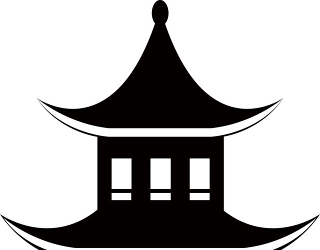 古现代中国建筑剪影矢量素材