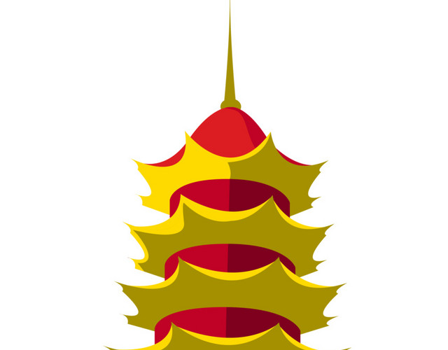 手绘仿古建筑素材