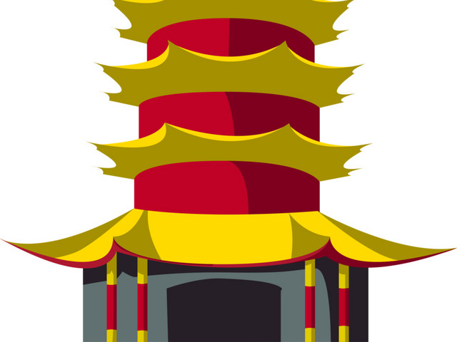 手绘仿古建筑素材