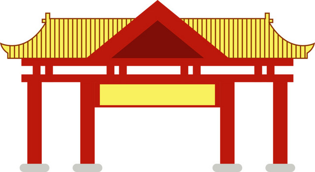 手绘仿古建筑素材