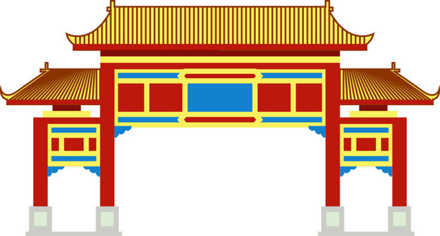 手绘仿古建筑素材
