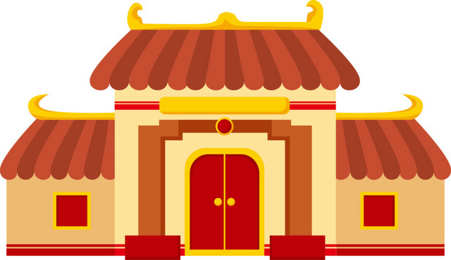 手绘仿古建筑素材