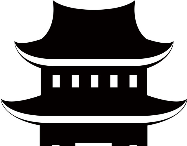 古现代中国建筑剪影矢量素材